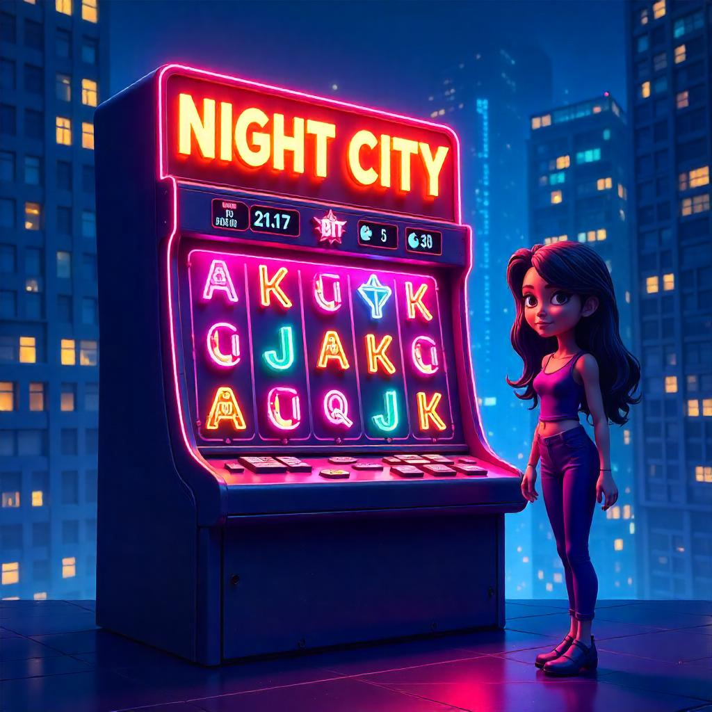Cartel del juego Night City — tragaperras social LunaSol